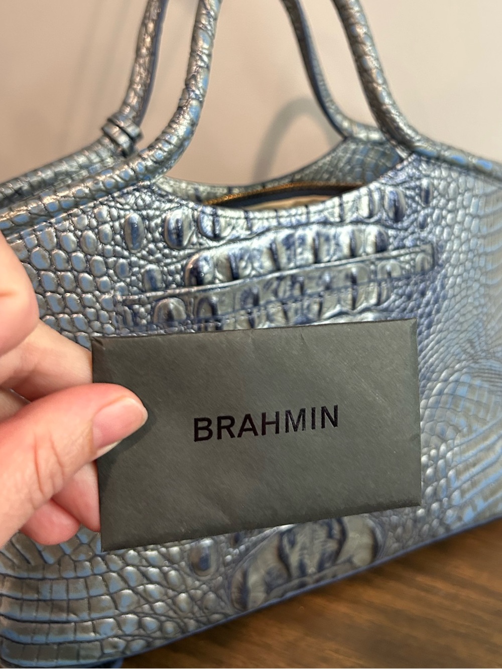 Brahmin Elaine Serenity Blue Ombre Melbourne Satchel Crossbody Retired - Picture 3 of 13